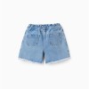 Denim shorts with frayed hems for girls, light blue