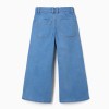 Wide leg denim trousers for girls, light blue