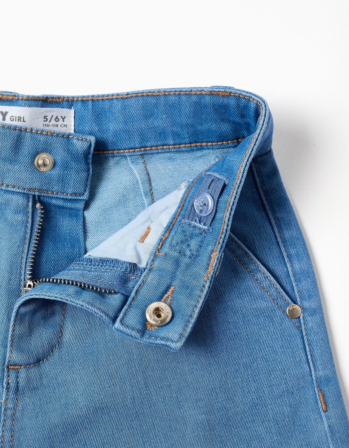 Wide leg denim trousers for girls, light blue