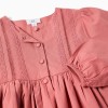 Long sleeve poplin dress with broderie anglaise for girls, pink
