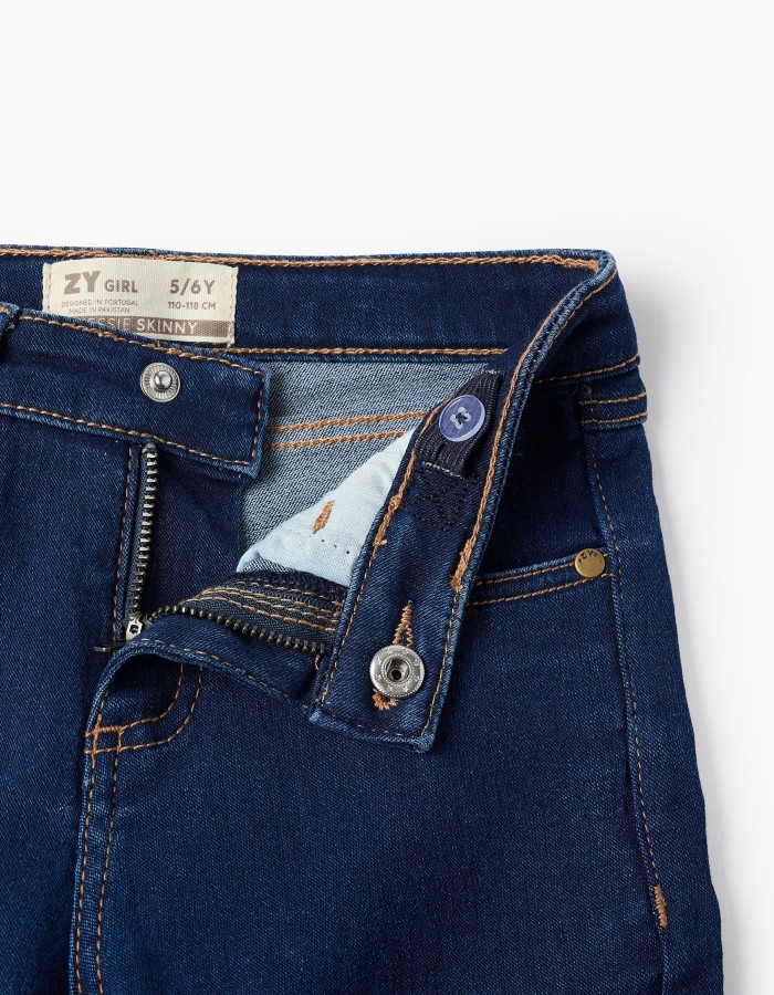 Flexible Skinny Jeans for Girls, Dark Blue