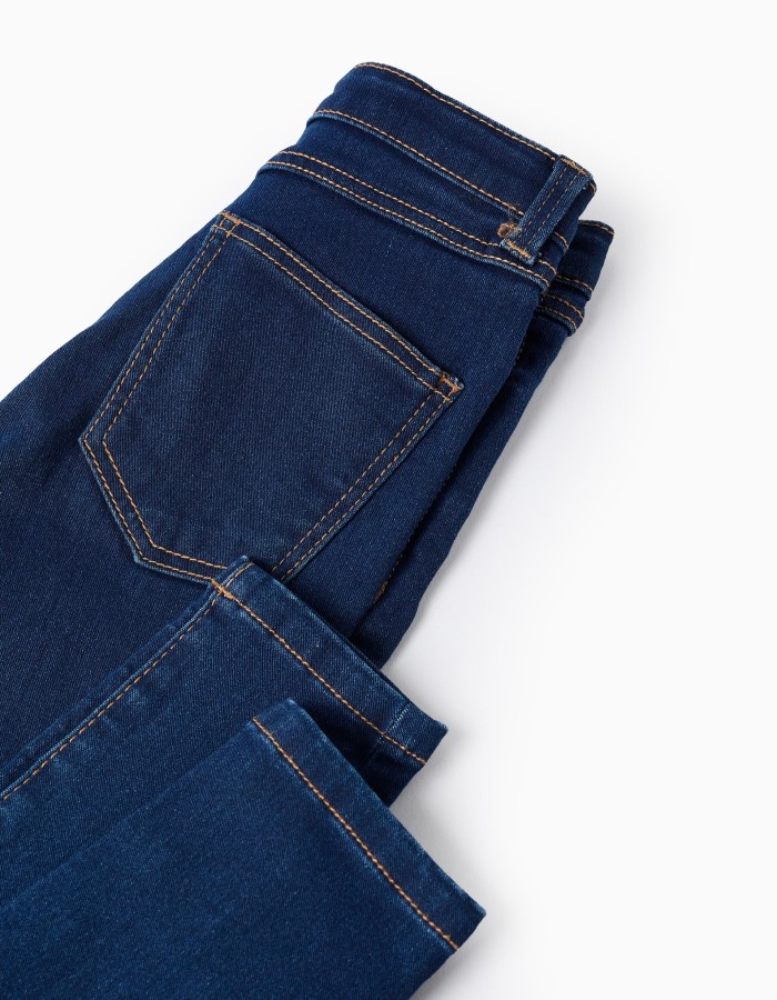 Flexible Skinny Jeans for Girls, Dark Blue