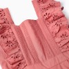 Poplin jumpsuit with ruffles and broderie anglaise for girls, pink