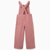Cotton twill jumpsuit with stripes for girls, pink/white