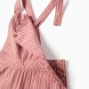 Cotton twill jumpsuit with stripes for girls, pink/white