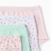 Pack of 4 plain/printed boxer shorts for girls, pink/white/green