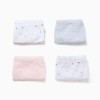 Pack of 4 plain/floral boxer shorts for girls, pink/white/grey