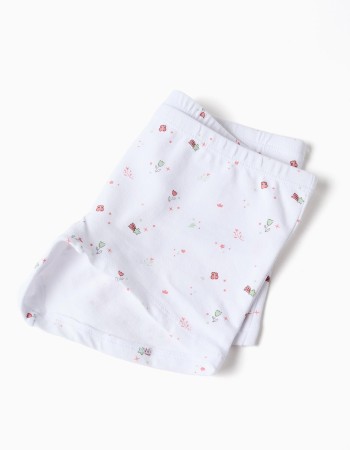 Pack of 4 plain/floral boxer shorts for girls, pink/white/grey