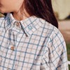 Cotton checked shirt with puffy sleeves for girls, multicolour