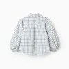 Cotton checked shirt with puffy sleeves for girls, multicolour