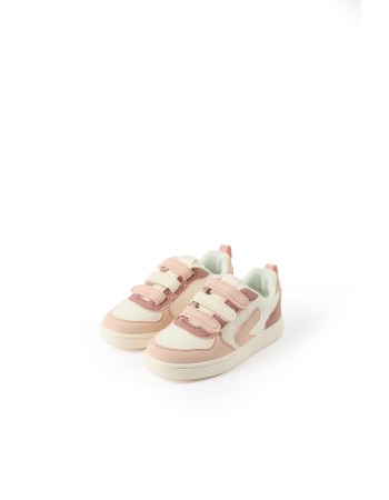 Dual-fabric ZY Move trainers for girls, white/pink