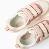 Dual-fabric ZY Move trainers for girls, white/pink