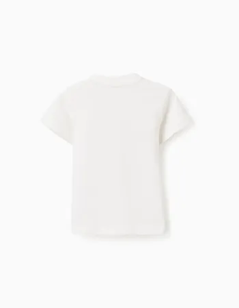 Cotton T-shirt with Sculpture front print for baby boys, white