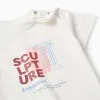 Cotton T-shirt with Sculpture front print for baby boys, white
