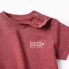 Cotton ribbed T-shirt with Express Yourself print for baby boys, brown