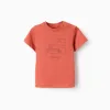 Cotton T-shirt with Work of Art print for baby boys, orange