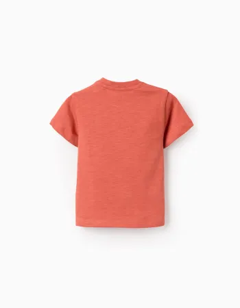 Cotton T-shirt with Work of Art print for baby boys, orange