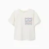 Cotton T-shirt with embroidered pocket for girls, white