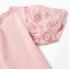 Cotton T-shirt with sleeves in broderie anglaise for girls, pink
