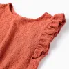 Sleeveless top with broderie anglaise and ruffles for girls, orange