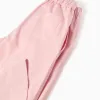 Wide leg poplin trousers with front pleats for girls, light pink