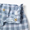 Wide leg cotton trousers with check pattern B&S for girls, blue