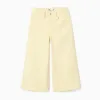 Wide leg twill trousers for girls, light yellow