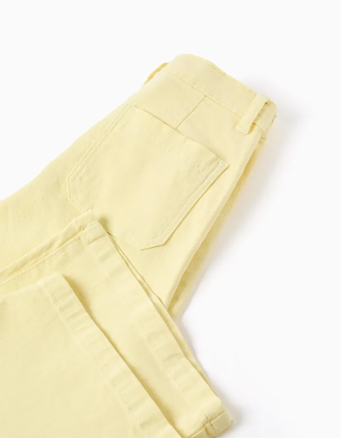 Wide leg twill trousers for girls, light yellow