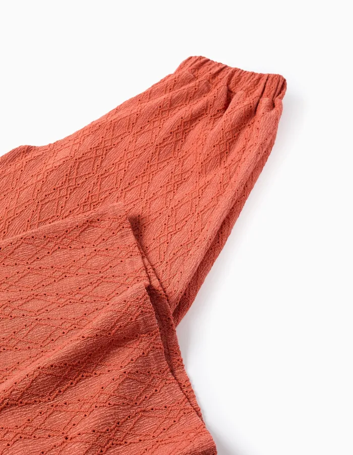 Wide leg trousers in broderie anglaise for girls, orange