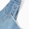 Wide leg denim trousers with frayed hems for girls, light blue