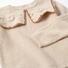 Knitted jumper with maxi collar in crochet B&S for girls, beige