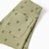 Twill shorts with floral motif and frayed hems for girls, dark green