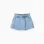 Denim skort with frayed hem for girls, light blue