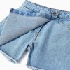 Denim skort with frayed hem for girls, light blue