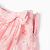 Cotton skort with floral motif and bow for girls, light pink