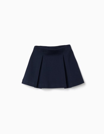 Roma knit skirt with front and back pleats for girls, dark blue