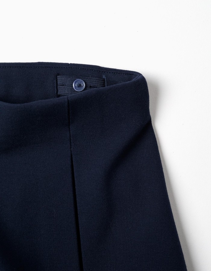 Roma knit skirt with front and back pleats for girls, dark blue