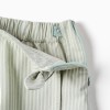 Cotton striped skort with knot for girls, light green/white