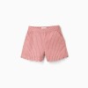 Cotton twill shorts with stripes for girls, pink/white