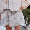 Cotton shorts with Vichy pattern B&S for girls, white/light green