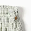 Cotton shorts with Vichy pattern B&S for girls, white/light green