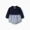 Dual-fabric checked jumpsuit in cotton B&S for newborn boys, blue