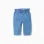 Denim paperbag trousers with decorative bow for newborn girls, blue
