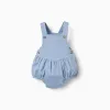 Cotton twill jumpsuit for newborn boys, light blue