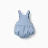 Cotton twill jumpsuit for newborn boys, light blue