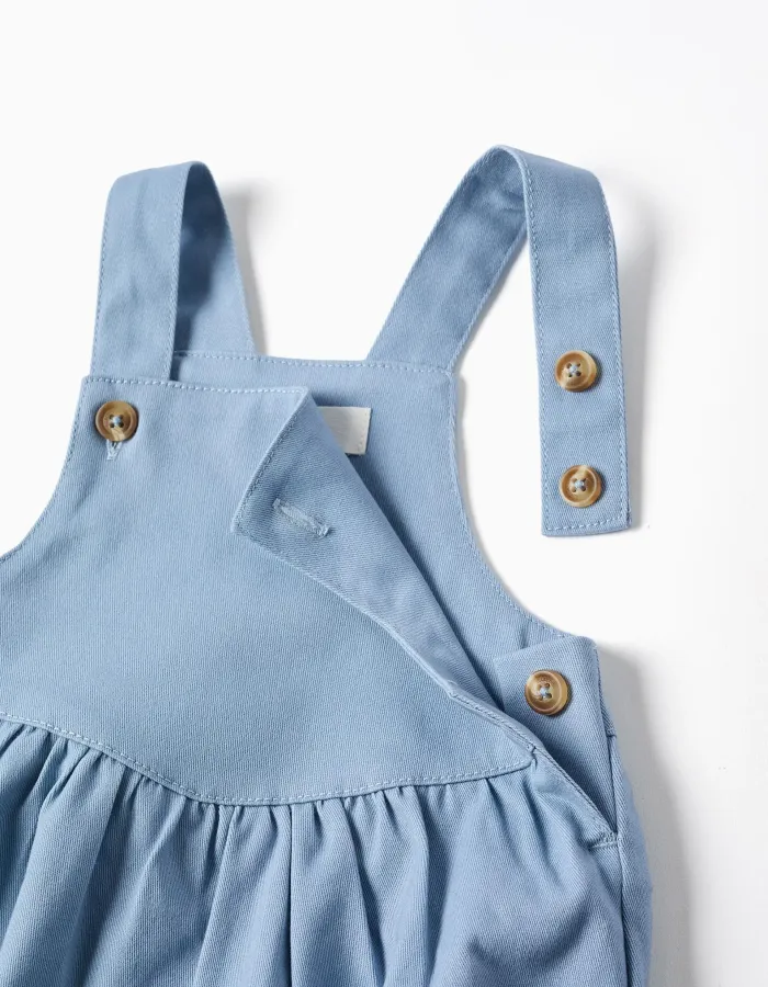 Cotton twill jumpsuit for newborn boys, light blue