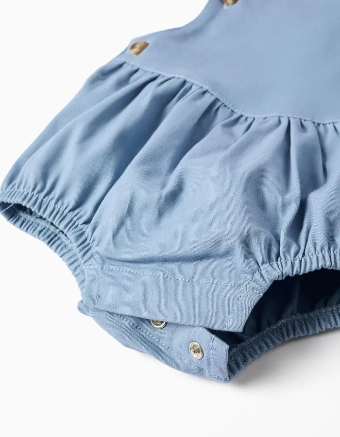 Cotton twill jumpsuit for newborn boys, light blue