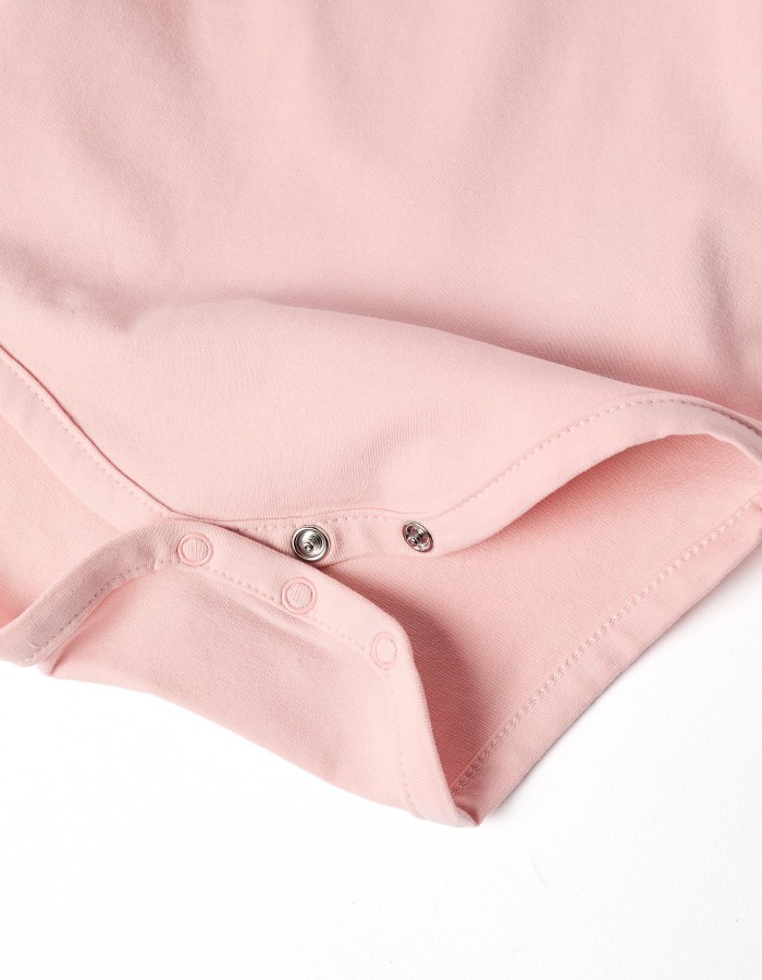 Long sleeve bodysuit with ruffled collar for newborn girls, pink