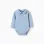 Cotton bodysuit with chest print for newborn boys, light blue