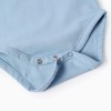 Cotton bodysuit with chest print for newborn boys, light blue